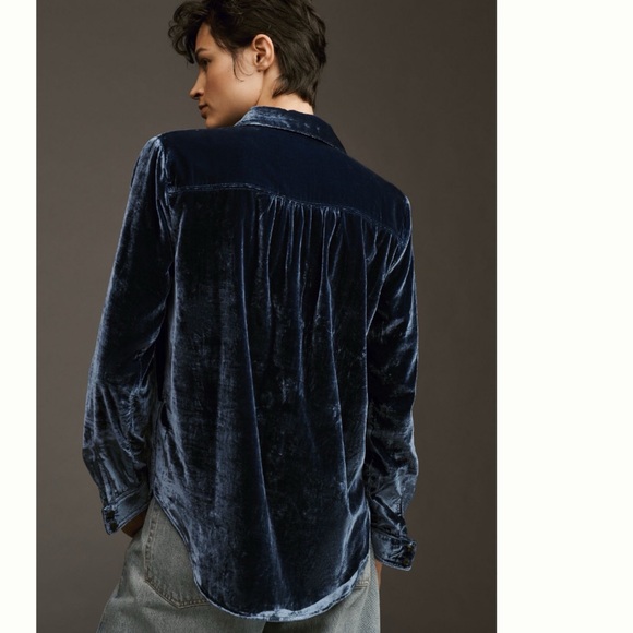 NWT Anthropologie Pilcro The Hadley Relaxed Buttondown Shirt:Velvet Edition XS - Picture 4 of 12